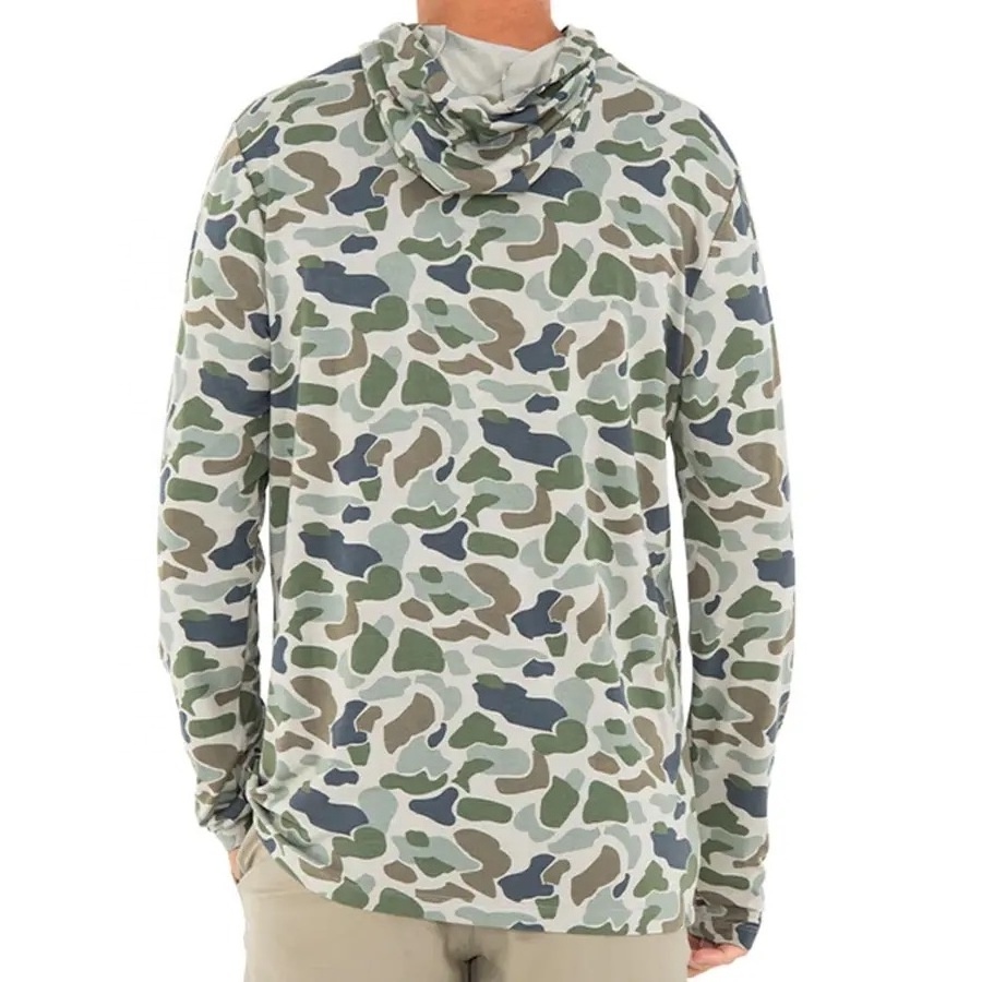 wholesale  Camo fishing shirts with hood sublimated long sleeve fishing shirts Marshwear fishing shirt