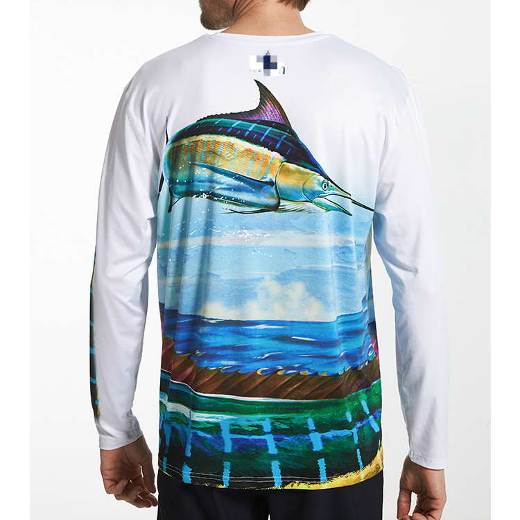 Sublimation print long sleeve quick dry moisture wicking fishing clothes fishing shirt