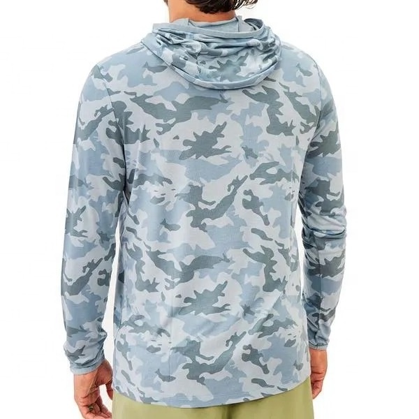 2023 OEM High Quality Sublimation Printing Quick Dry Polyester Performance Fishing Hoodie UPF 50 hooded fishing shirt