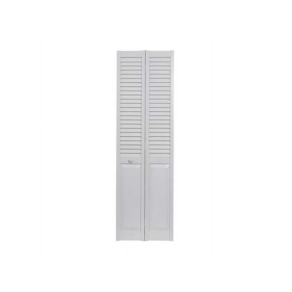 High Quality Pinecroft Seabrooke White PVC Louver-Over-Panel Bifold Door Fits 36