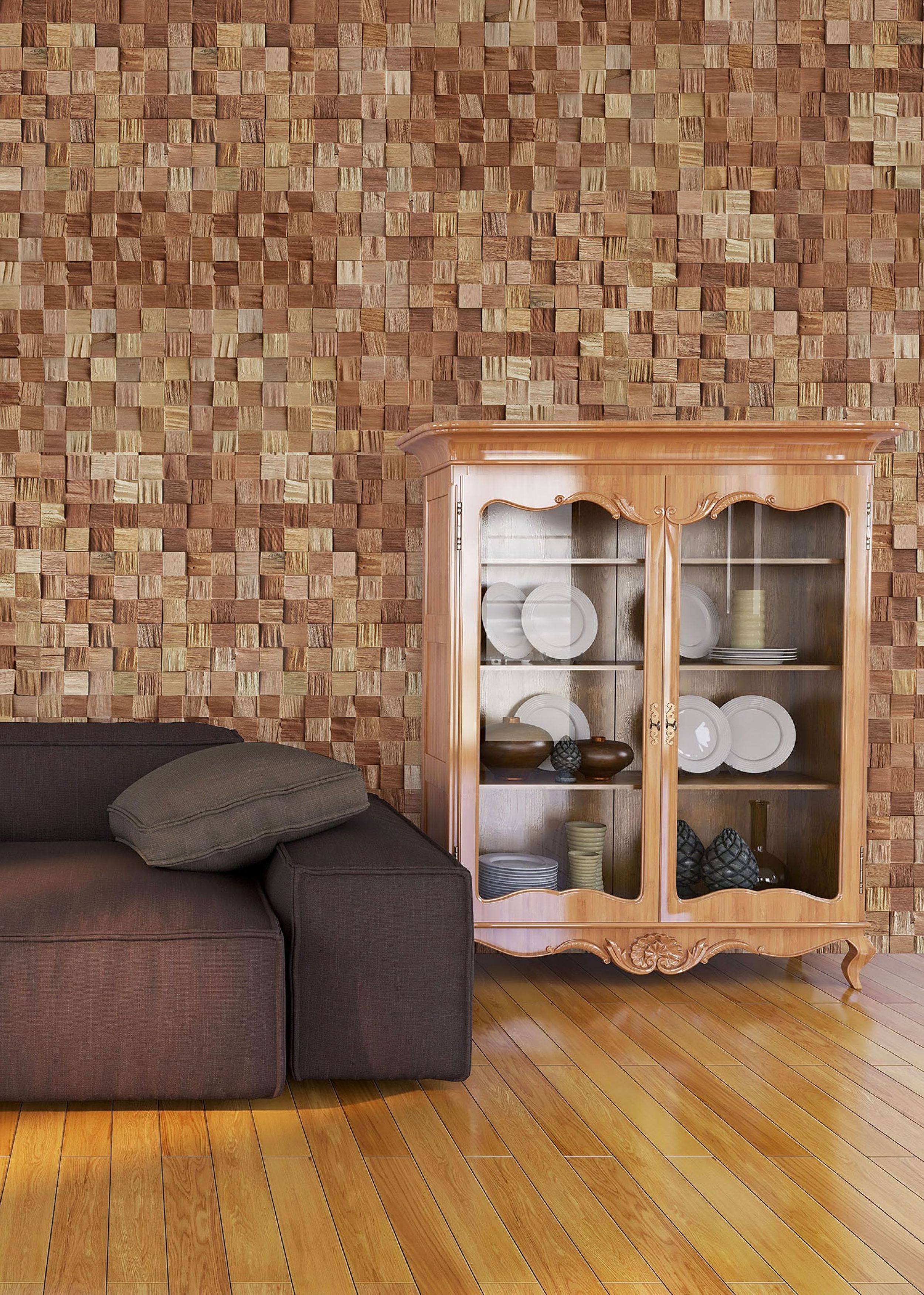 Wallscapes Cube Wood Wall Covering Americano 11.16 sf per case