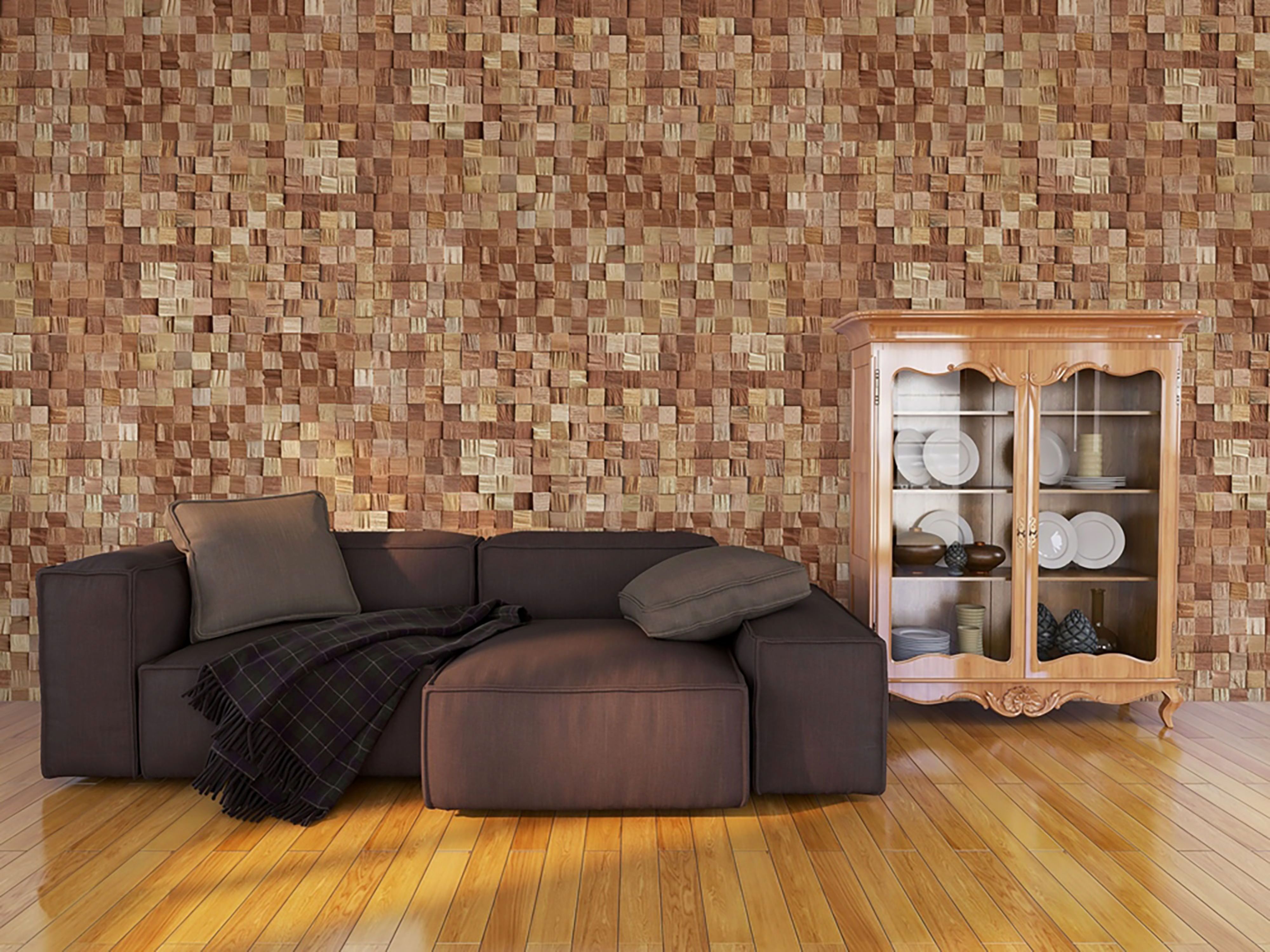 Wallscapes Cube Wood Wall Covering Americano 11.16 sf per case