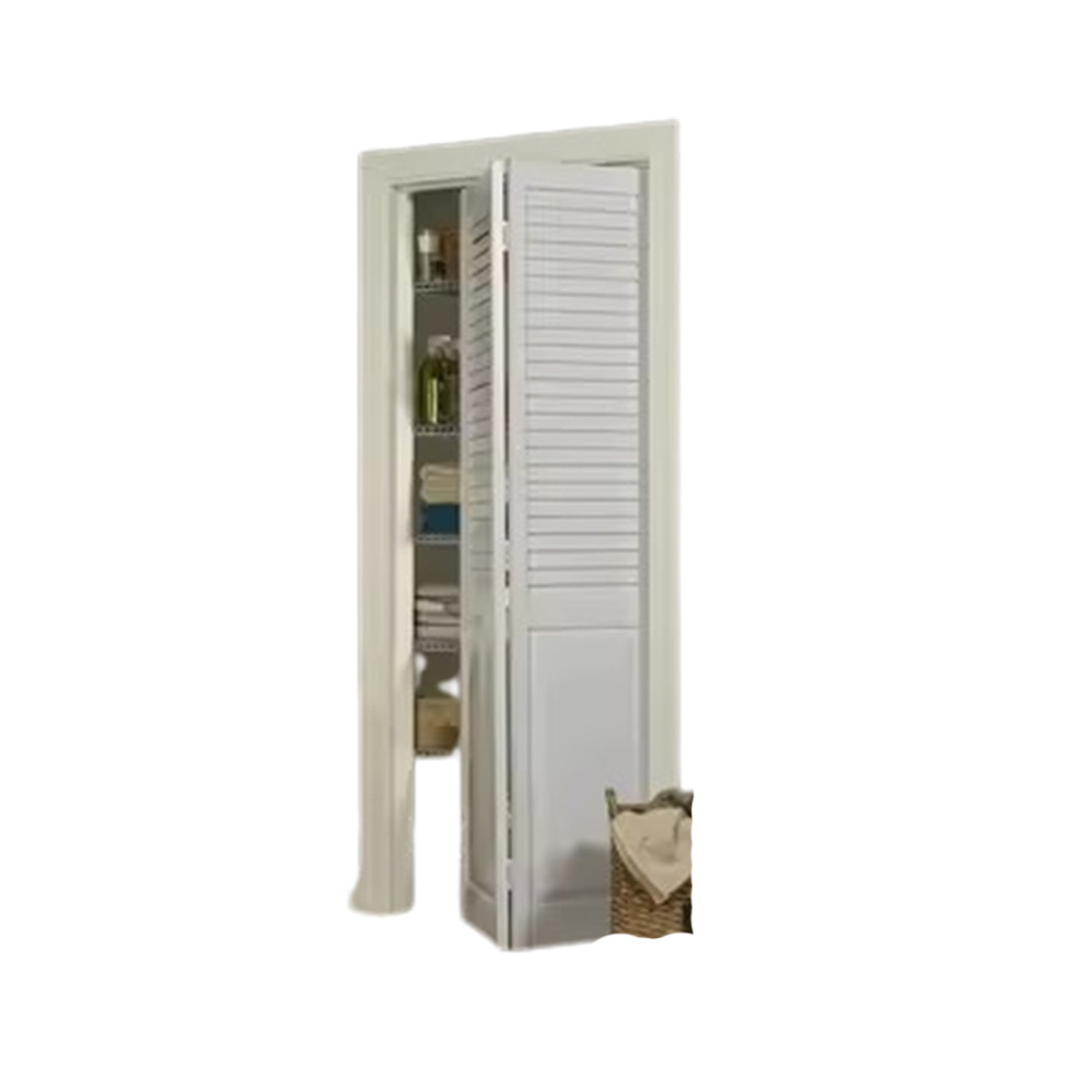 High Quality Pinecroft Seabrooke White PVC Louver-Over-Panel Bifold Door Fits 36