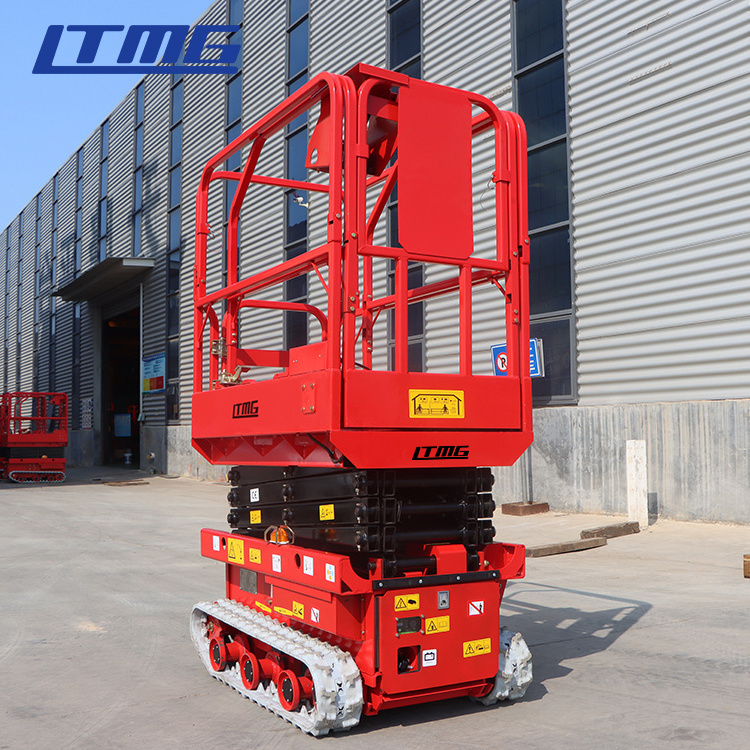 LTMG Rough Terrain Electric Man Lift Tracked Driven Crawler Scissor Lift with Jacks on Roller Tracks