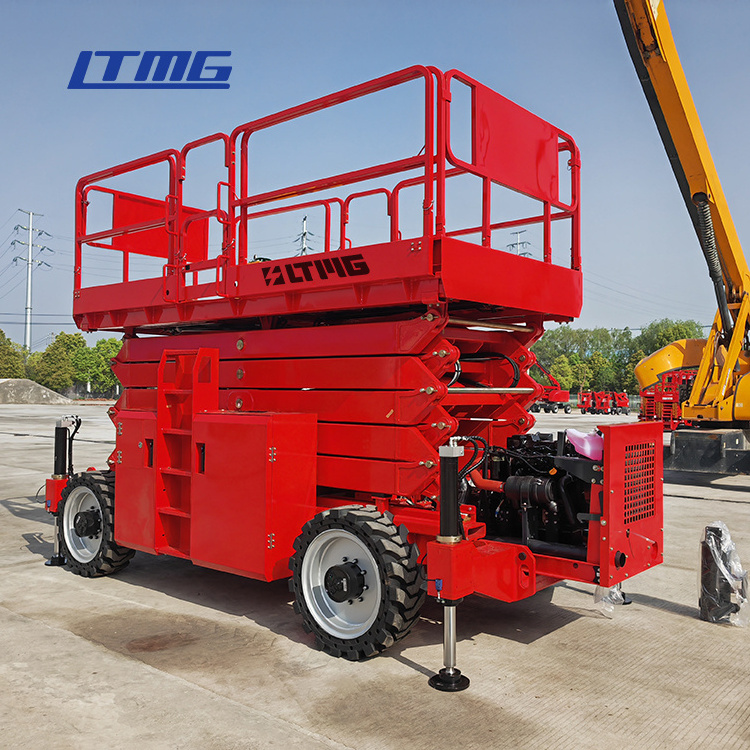 LTMG 10m 15m 18m working platform mobile scissor lift with rough terrain tires