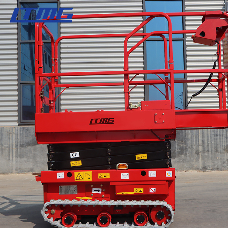 LTMG Rough Terrain Electric Man Lift Tracked Driven Crawler Scissor Lift with Jacks on Roller Tracks