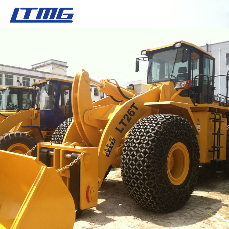 LTMG 23 ton forklift wheel loader with 6 ton tyre handler attachment to clamp 46/90R57 tyre working in Mining