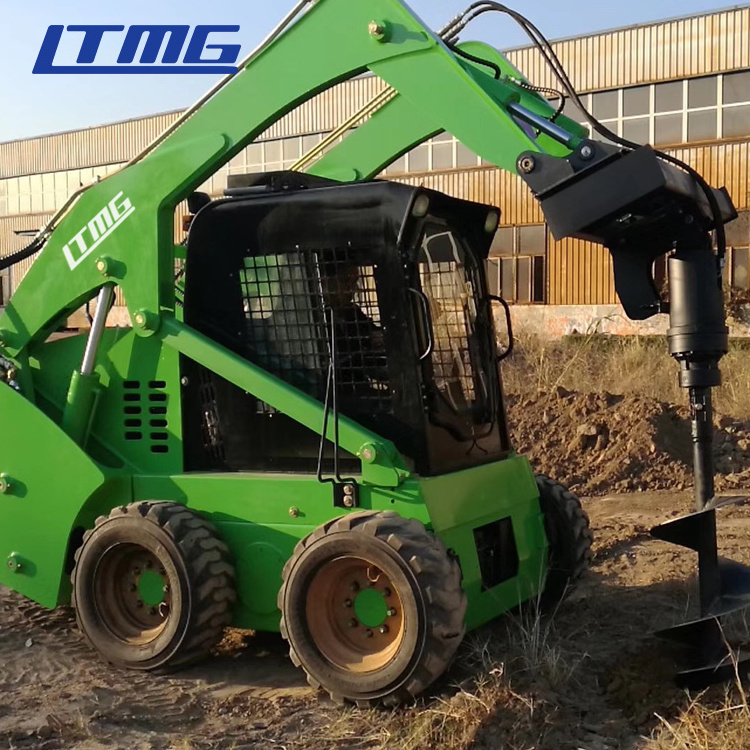 LTMG loader 1050kg wheel track skid steer loader with mulcher trencher rock saw sweeper snow blower auger hammer