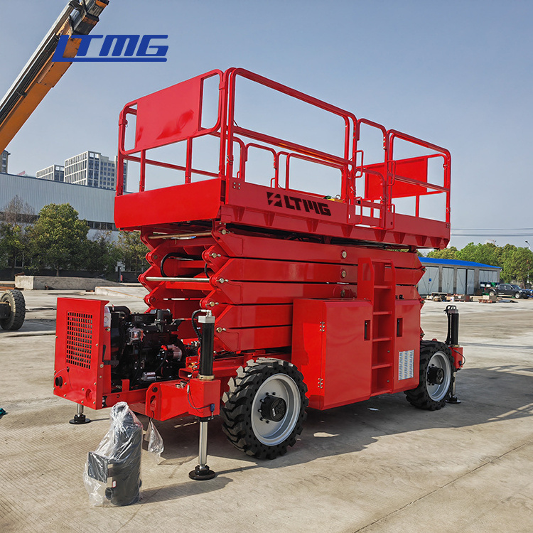 LTMG 10m 15m 18m working platform mobile scissor lift with rough terrain tires