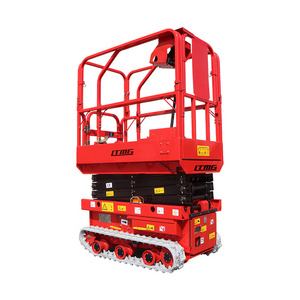 LTMG Rough Terrain Electric Man Lift Tracked Driven Crawler Scissor Lift with Jacks on Roller Tracks