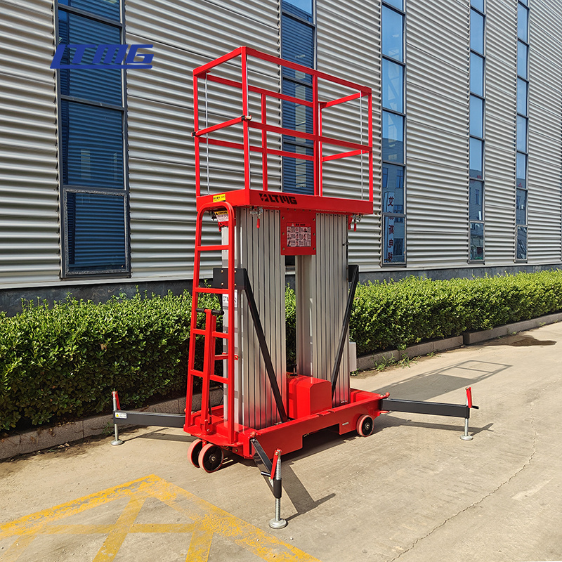 LTMG Hydraulic Vertical Telescopic Portable Aerial Working Platform Ladder Lift Double Mast Aluminum Alloy Lift Platform