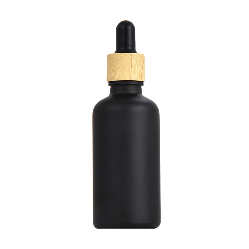 Custom Frosted Brown Glass Dropper Bottle 5ml 100ml Matte Black Essential Oil Bottle for Facial Serum Perfume Cosmetic Liquids