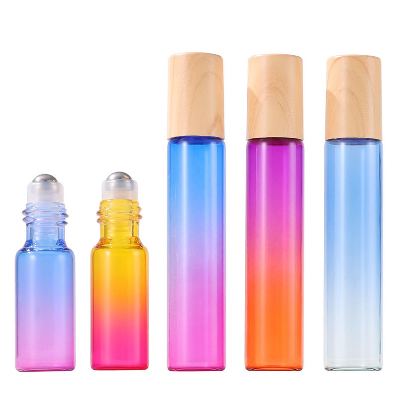 Essential Oil Roller Bottles 10 ml Rainbow Glass Roll-on Bottles with Stainless Steel Roller Balls for Essence,Perfume