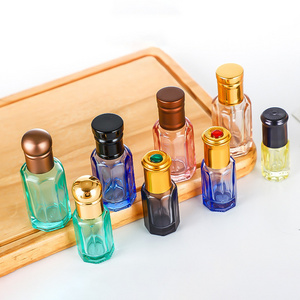 Glass Roll on Bottle Attar Perfume Bottle 3ml 10ml 12ml Color Octagonal Vial Perfume Bottles with Stainless Steel Roller Balls