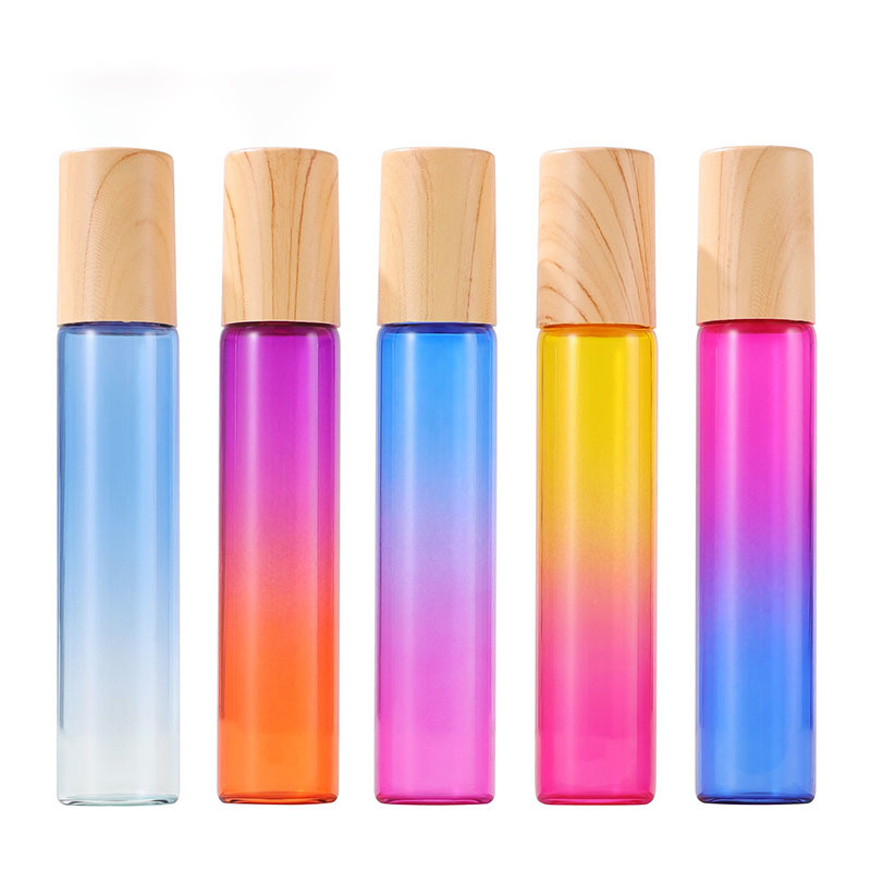 Essential Oil Roller Bottles 10 ml Rainbow Glass Roll-on Bottles with Stainless Steel Roller Balls for Essence,Perfume