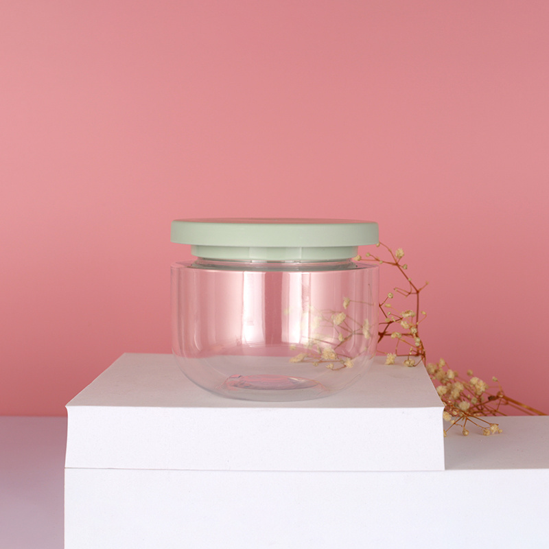 Transparent 8oz Plastic Jar Hair Mask Body Scrub Container 250ml Wide-Mouth PET Cosmetic Body Butter Jar with Lid