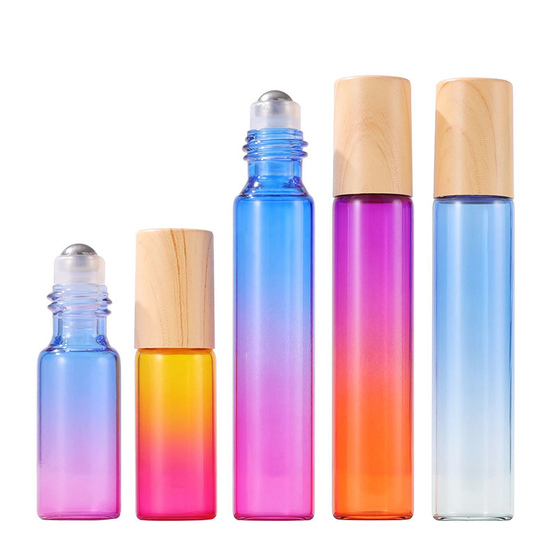 Essential Oil Roller Bottles 10 ml Rainbow Glass Roll-on Bottles with Stainless Steel Roller Balls for Essence,Perfume