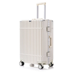 Multi functional aluminum frame trolley box 20 inch luggage case with cup holder and USB charging port travel luggage