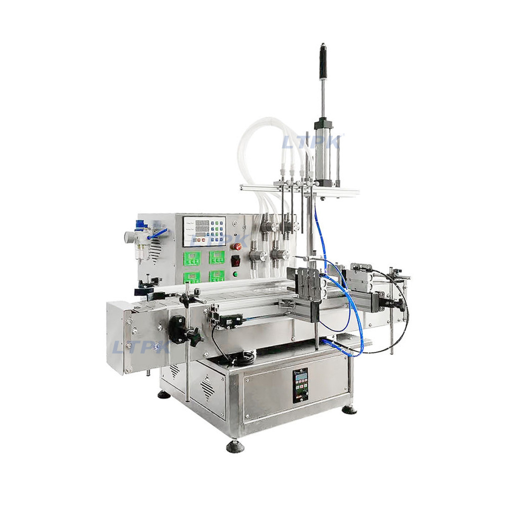 LT-PPF4H Desktop 4 Nozzles Automatic Peristaltic Pump Cosmetic Perfume Essential Oil Filler Liquid Filling Machine With Conveyor