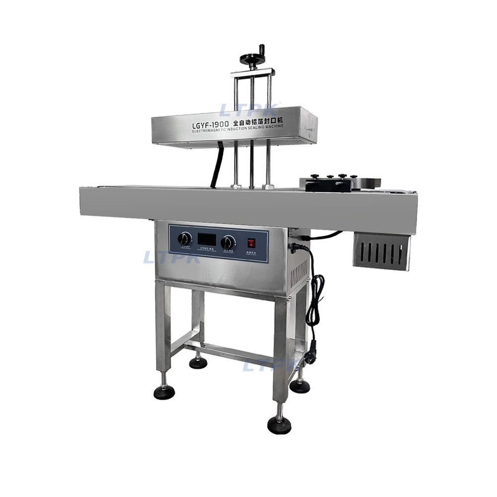 LPTK Induction Aluminum  Foil Plastic Glass Bottle Sealing Machine with Conveyor for Production Line