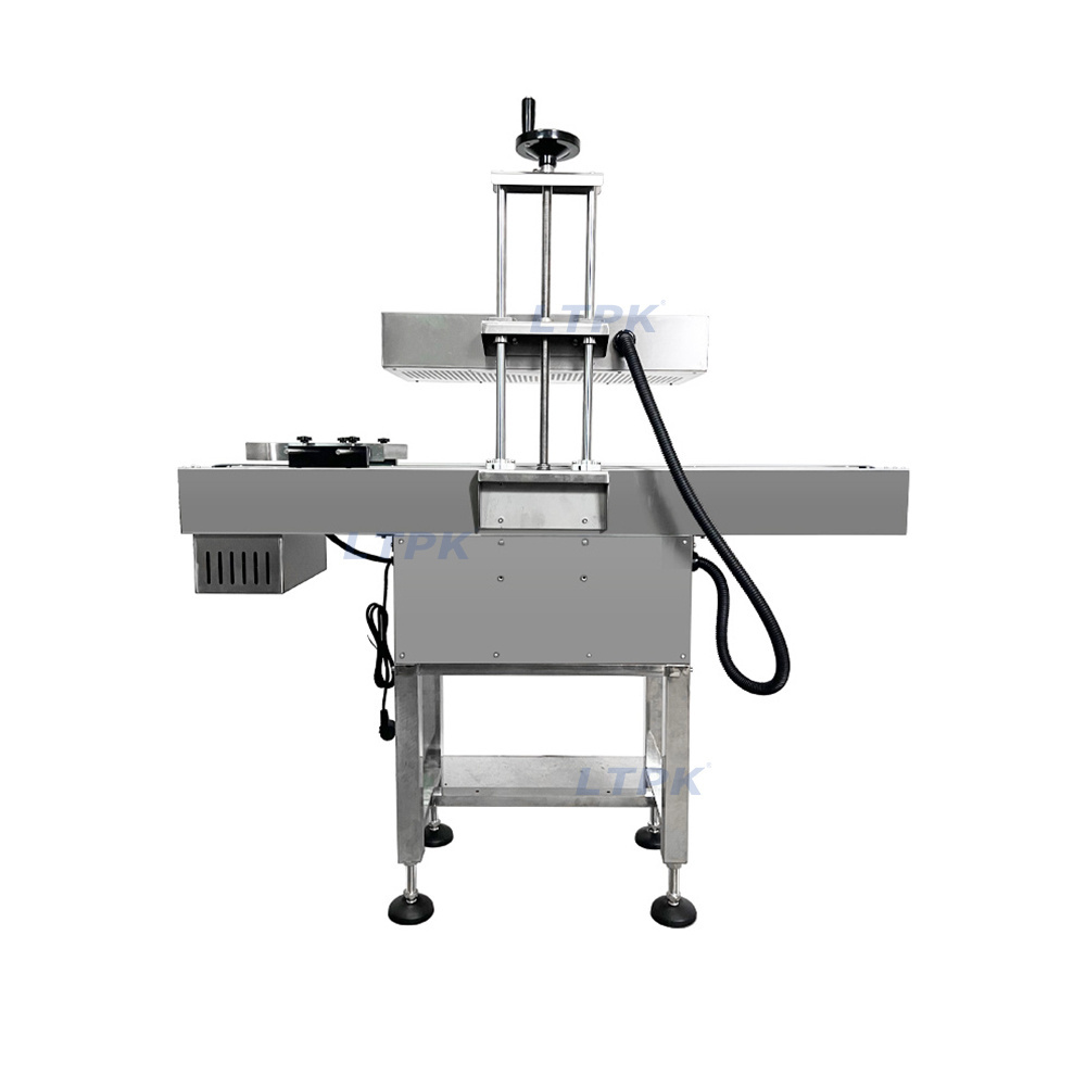 LPTK Induction Aluminum  Foil Plastic Glass Bottle Sealing Machine with Conveyor for Production Line