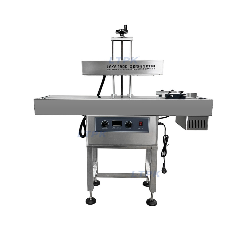 LPTK Induction Aluminum  Foil Plastic Glass Bottle Sealing Machine with Conveyor for Production Line