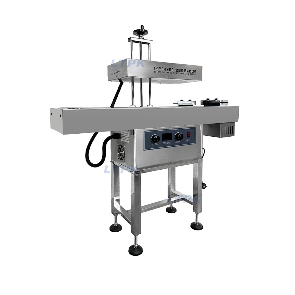 LPTK Induction Aluminum  Foil Plastic Glass Bottle Sealing Machine with Conveyor for Production Line