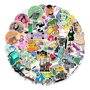 50pcs/pack ready in stock cartoon skateboard die-cut sticker sheets water bottle laptop decoration stickers packaging label