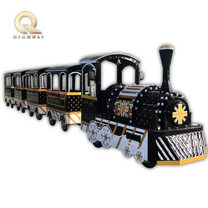 black trackless train amusement and shopping mall rides for children and adults