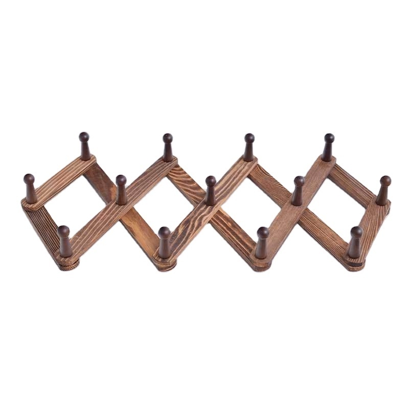 Chainlink High Quality Expandable Coat Rack Hanger Multi-Purpose Accordion Wall Hangers Wood Hook