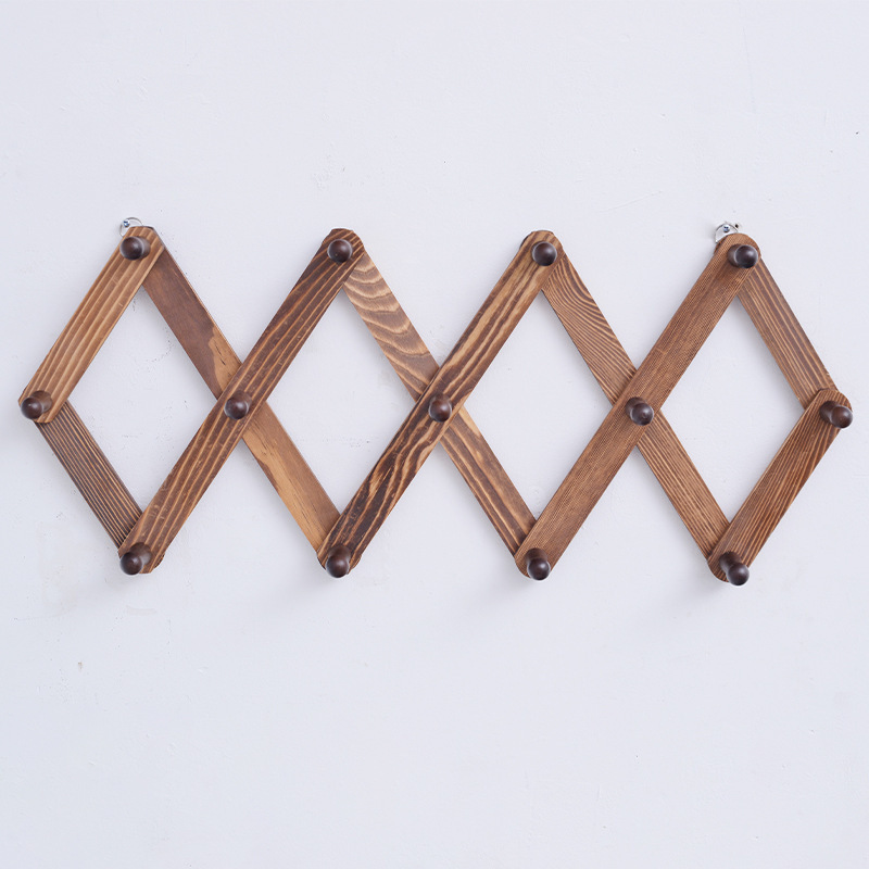 Chainlink High Quality Expandable Coat Rack Hanger Multi-Purpose Accordion Wall Hangers Wood Hook