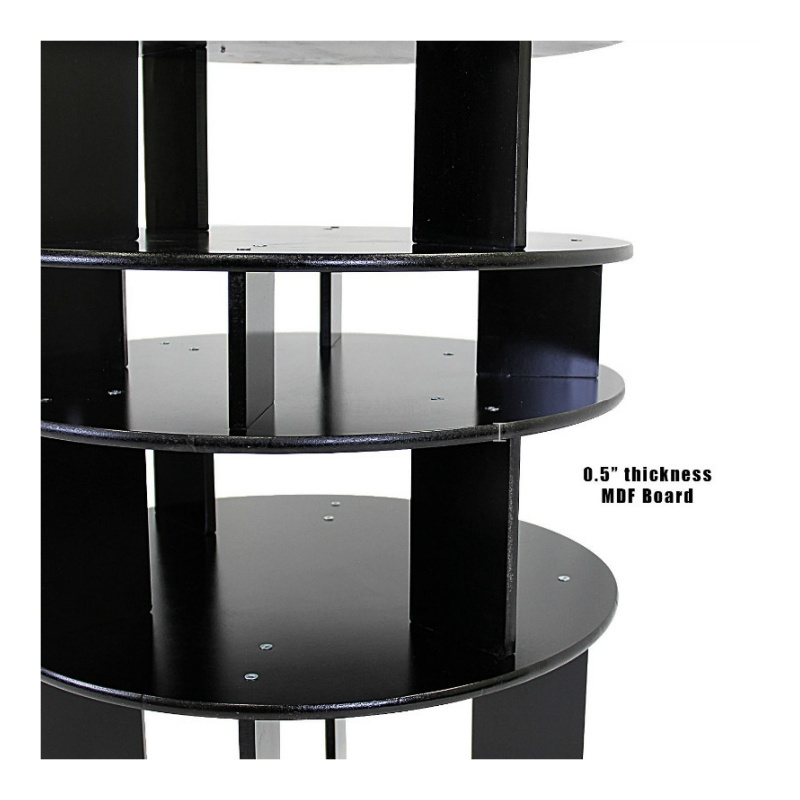 360 Degree Customized Shop Mall And Home Space Saving Factory Price Modern Black Rotating Wooden Cabinet Shoe Rack