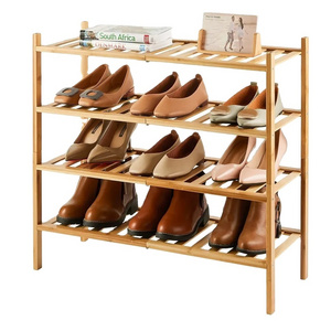 Wholesale 4-Tier Bamboo Wooden Organizer Modern Shoes Stand Display Outdoor Shoe Rack Design Waterproof