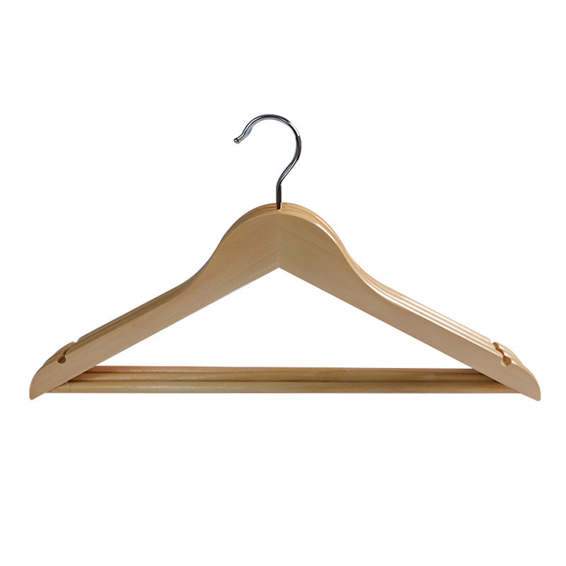 Wholesale Custom Wooden Suit Hangers Traceless Home Clothing Store Clothes Support Retro Non-slip Shelf Solid Wood Coat Hanger