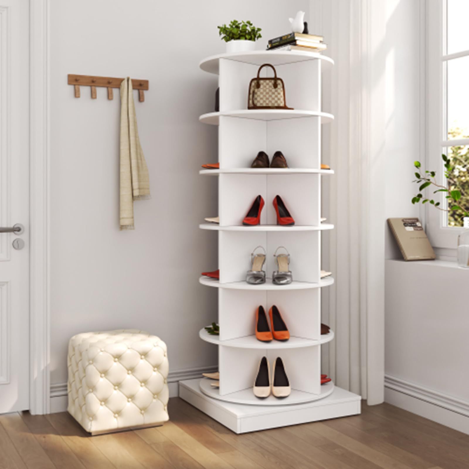 Chainlink Storage Shoe Rack Rotating 360 for Home Mall 7 Layers Can Accommodate Over 35 Pairs of Shoes Shoe Cabinet