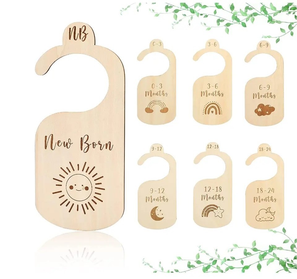 Set Of 7 Baby Nursery Closet Dividers Baby Shower Gifts Wooden Baby Closet Clothes Organizers Dividers Board