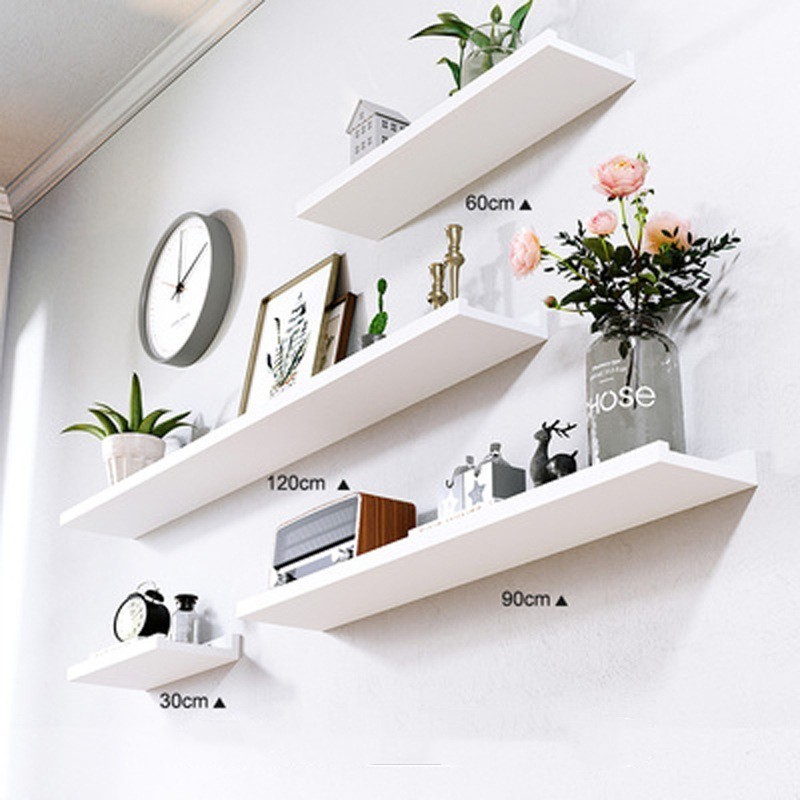 Wood White Hanging Picture Ledge Picture Book Shelves Bearing 35kg Wooden Floating Wall Mounted Storage Organizer Rack Shelf