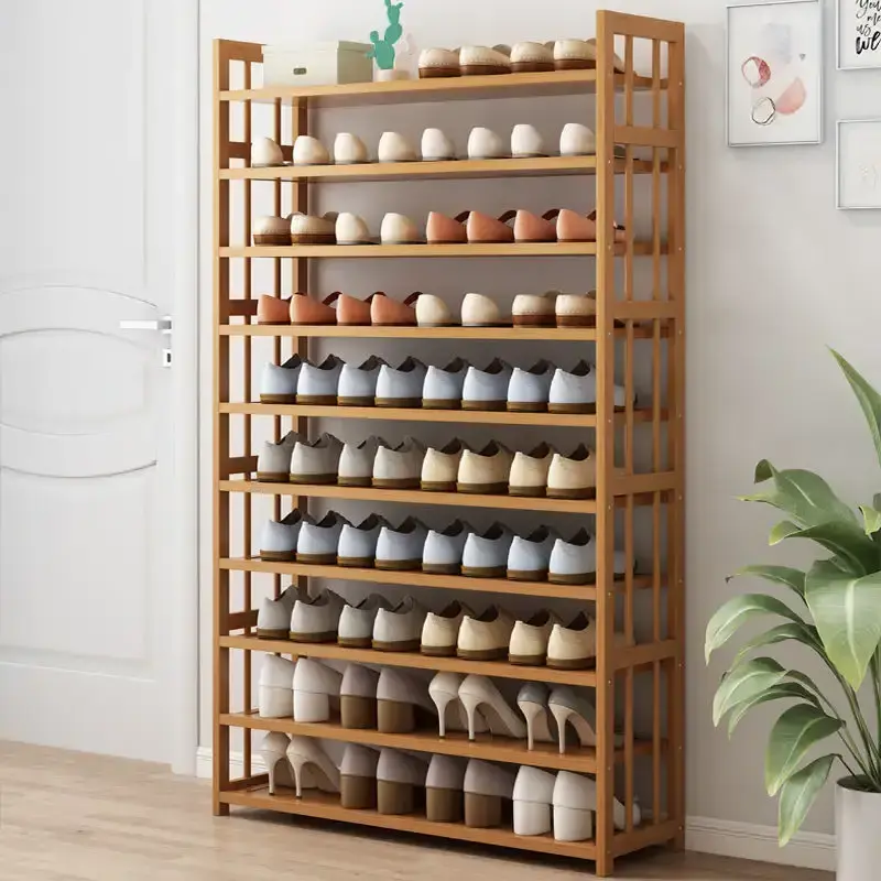 Multifunctional Wooden Bamboo Shoe Rack For Entryway Hallway And Closet