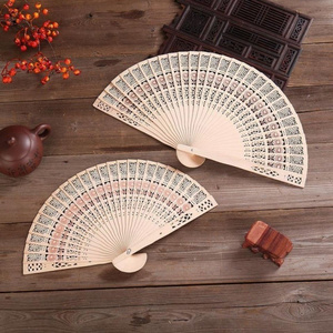 Wood Handle Fan Custom Hand Printing Spanish Engraved Sticks Flower Pattern Black Hollow Out Wooden Hand Fans