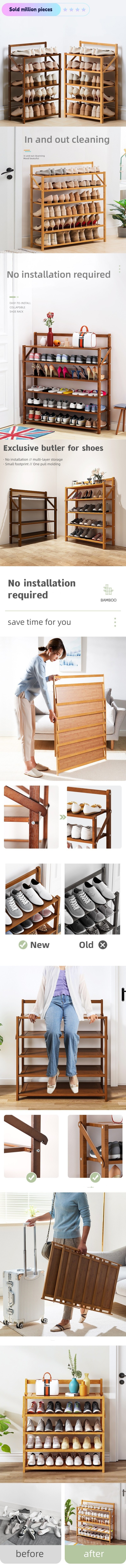 Natural Modern Stable And Durable Rotating Bamboo Wooden Shoe Rack Storage Cabinet Shoe Display Racks & Stands