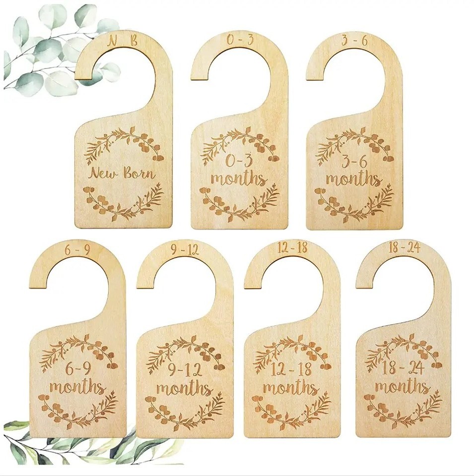 Set Of 7 Baby Nursery Closet Dividers Baby Shower Gifts Wooden Baby Closet Clothes Organizers Dividers Board