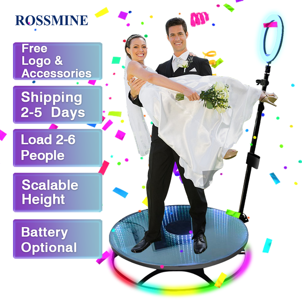 2023 newest  Rossmine high quality 360 degree photo booth  spinner  photo booth  rotating machine ready to ship