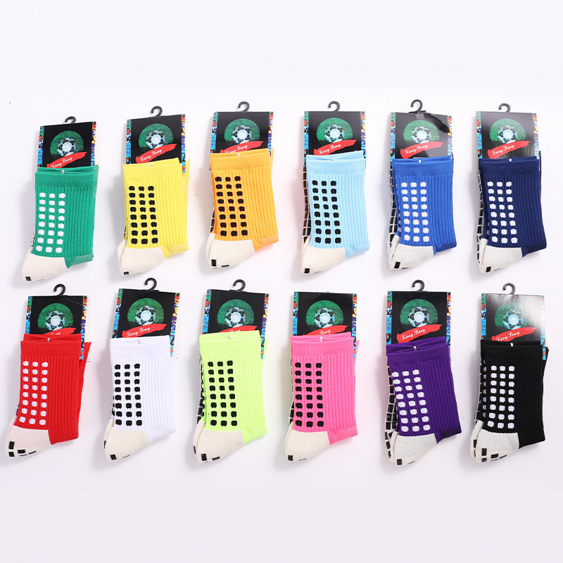 Sports sustainable colorful non anti slip soccer athletic mens custom logo youth football grip socks