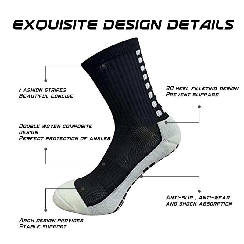 Sports sustainable colorful non anti slip soccer athletic mens custom logo youth football grip socks