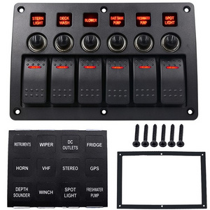 6 Gang 12V rocker switch panel