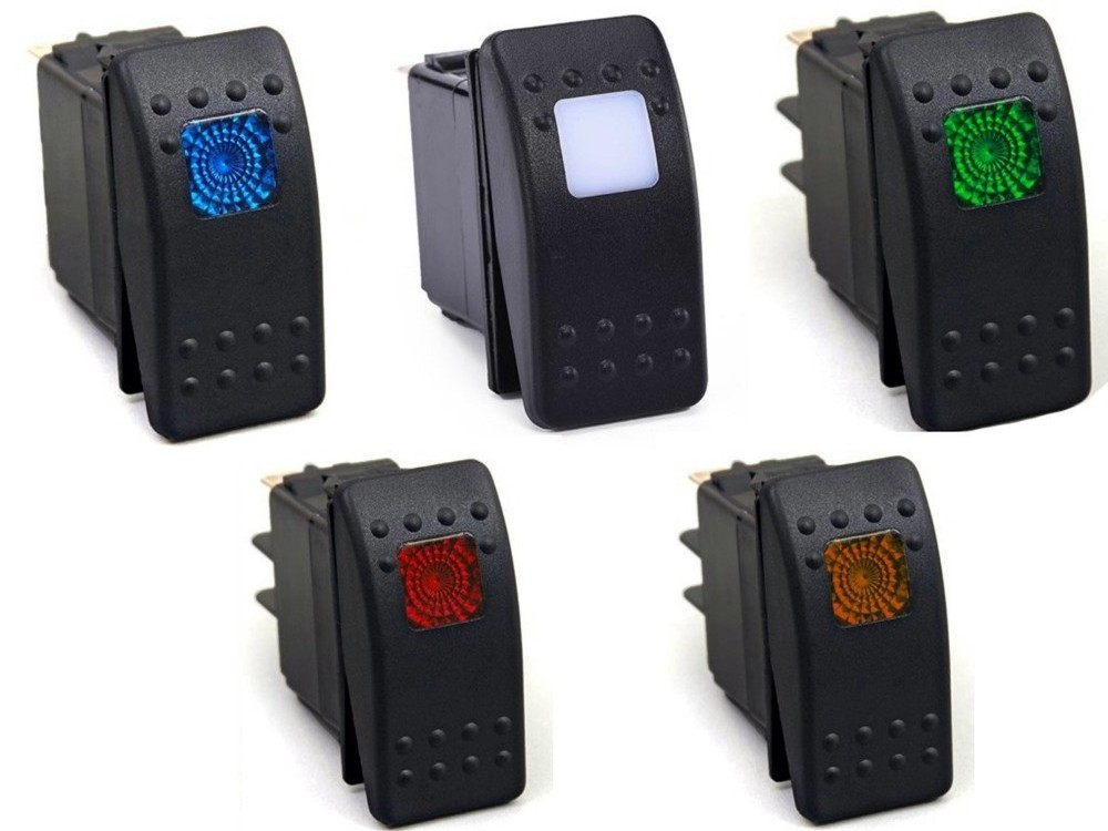 Blank Waterproof Laser Graven 12V 24V 20A On/Off SPST 5 PIN 2 LED Light Rocker Switches for Auto Bus Marine