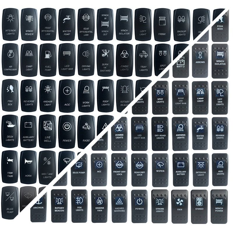 Waterproof Laser Printing Custom Rocker Switch Panel Cover Blank 5 Pin 12V 24V Bus Carling Rocker Switch