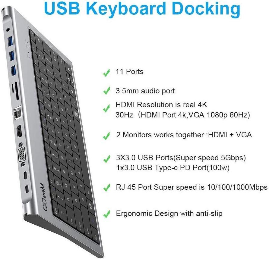 11in1 USB C Docking Station OEM USB Keyboard Hub 4K HDM I VGA 1000M RJ45 Compatible with Mac Book Pro Lenov o All Window s Del l