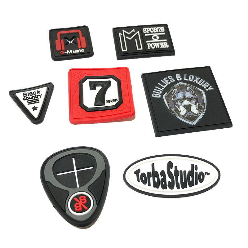 JT Wholesale Embossed Rubber Logo Clothing Tag Heat Press Soft Silicone Rubber Labels For Garment