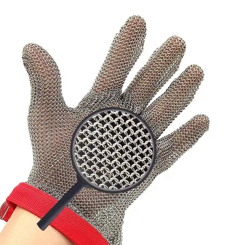 Cheap price Anti microbacterial Cut Resistant F Safety Stainless Steel Wire Mesh Meat Cut Gloves